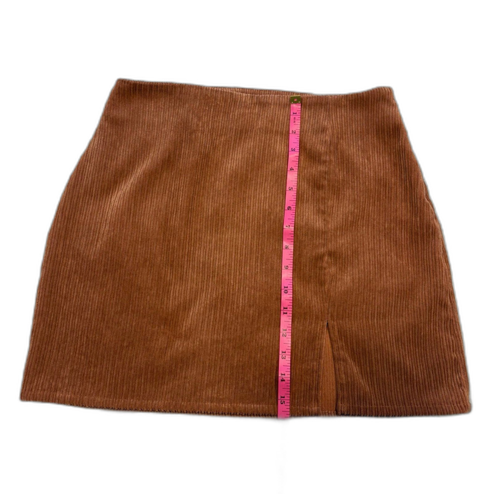 Altar-d-state Women's Size Medium Rust Brown Corduroy Front Slit Mini Skirt EUC - Picture 3 of 9